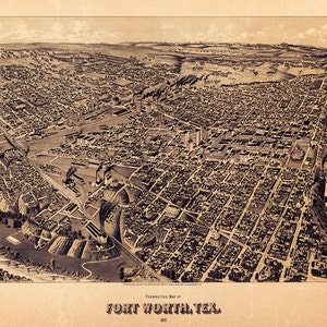Fort Worth, Texas im Jahr 1891. Tarrant, Denton, Parker, and Wise Co., American Editions. In verschiedenen Größen erhältlich