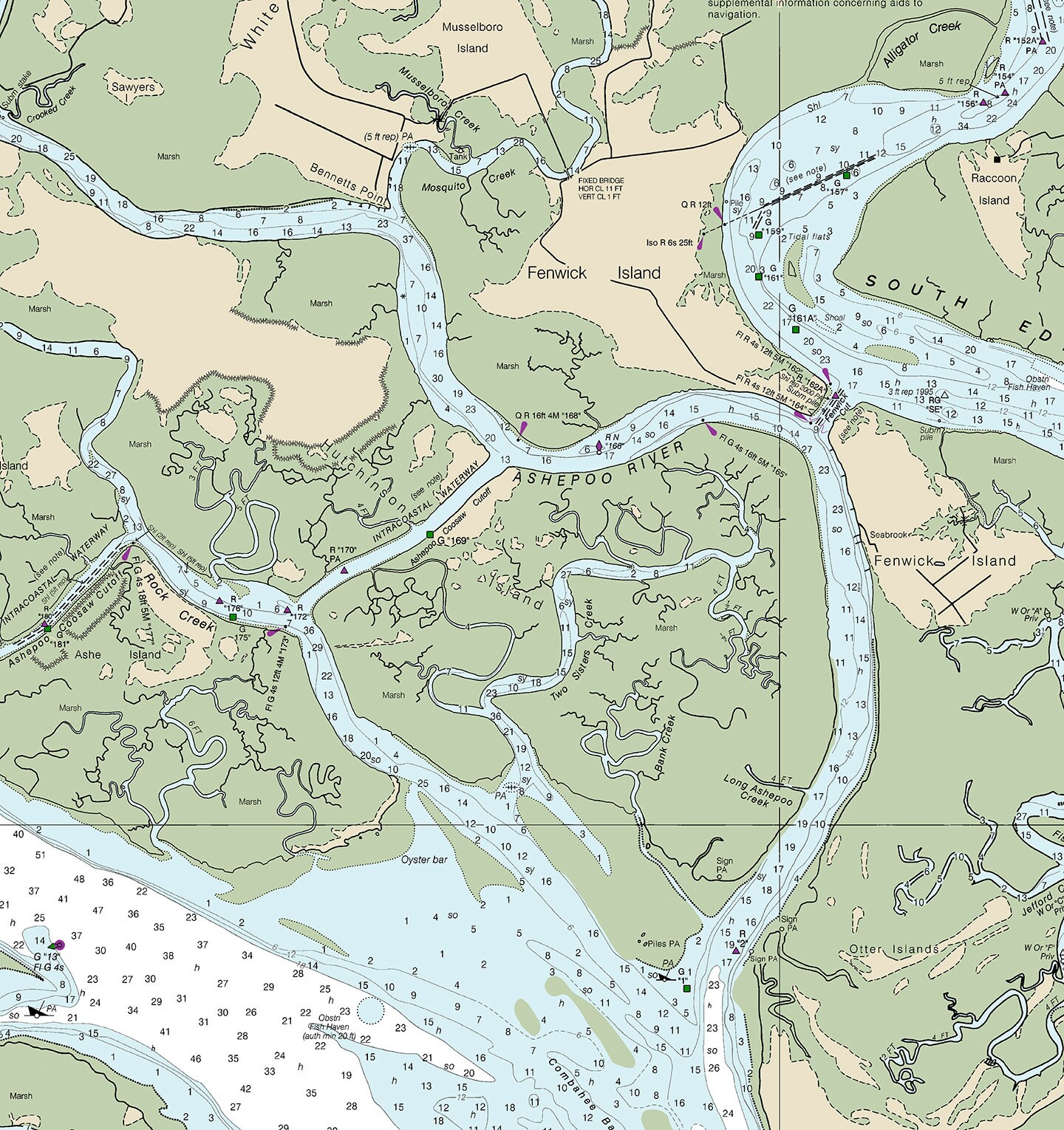Nautical Charts of St Helena Sound in South Carolina 11572. Etsy