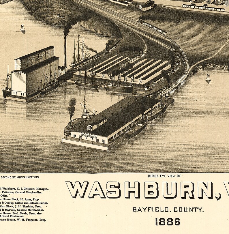 Map of Washburn Bayfield Co. Wisconsin 1886 WI. Vintage Etsy