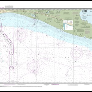 Cartas náuticas de Rollover Bayou a Calcasieu Pass, Luisiana. 11344. Lago Lower Mud de Hog Bayou. Reproducción de mapa vintage con estilo decorativo.