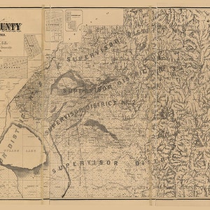 Karte von Tulare County, Kalifornien 1884.
