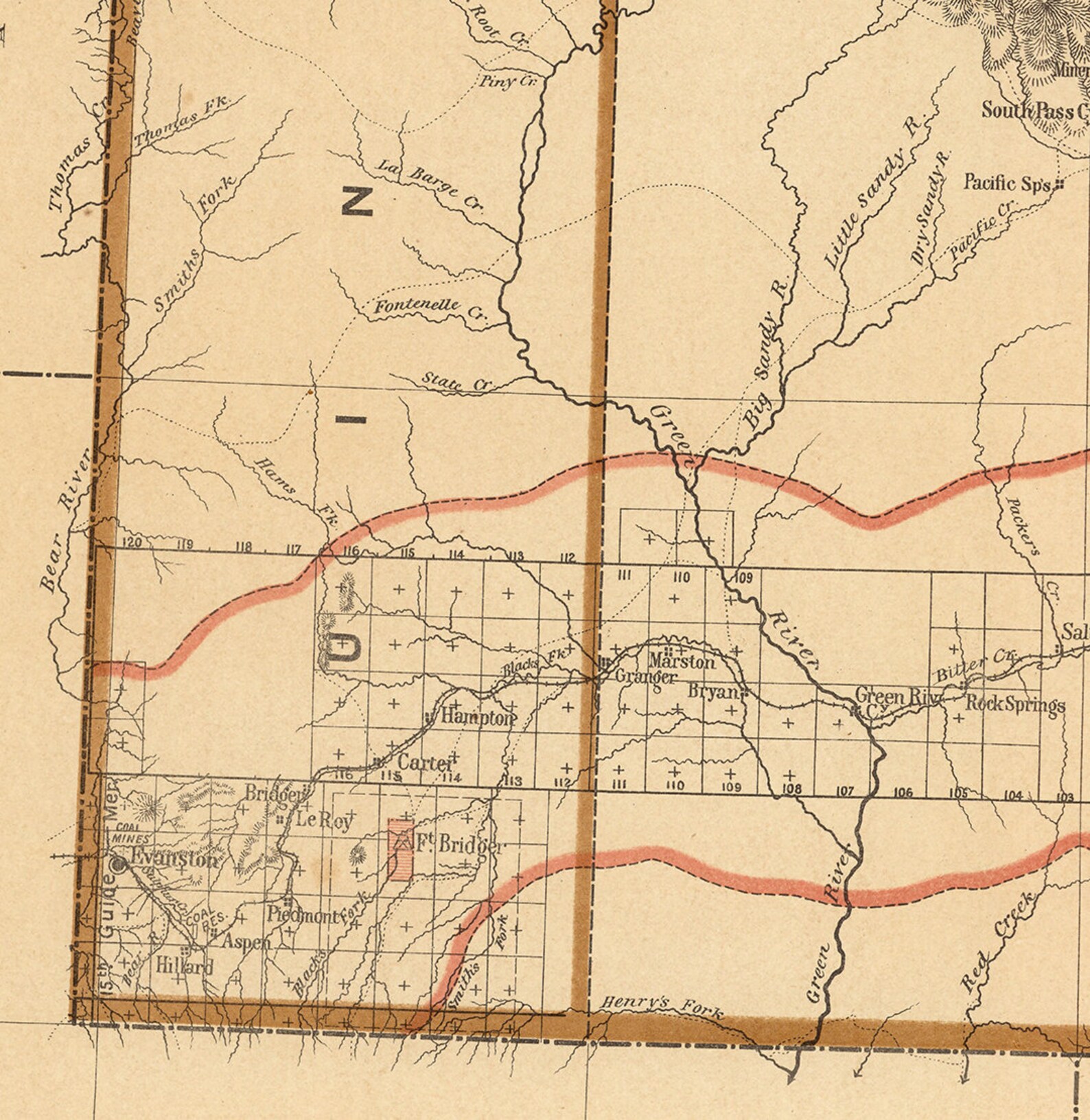 Map of State of Wyoming WY 1876. Vintage Home Deco Style Old Etsy