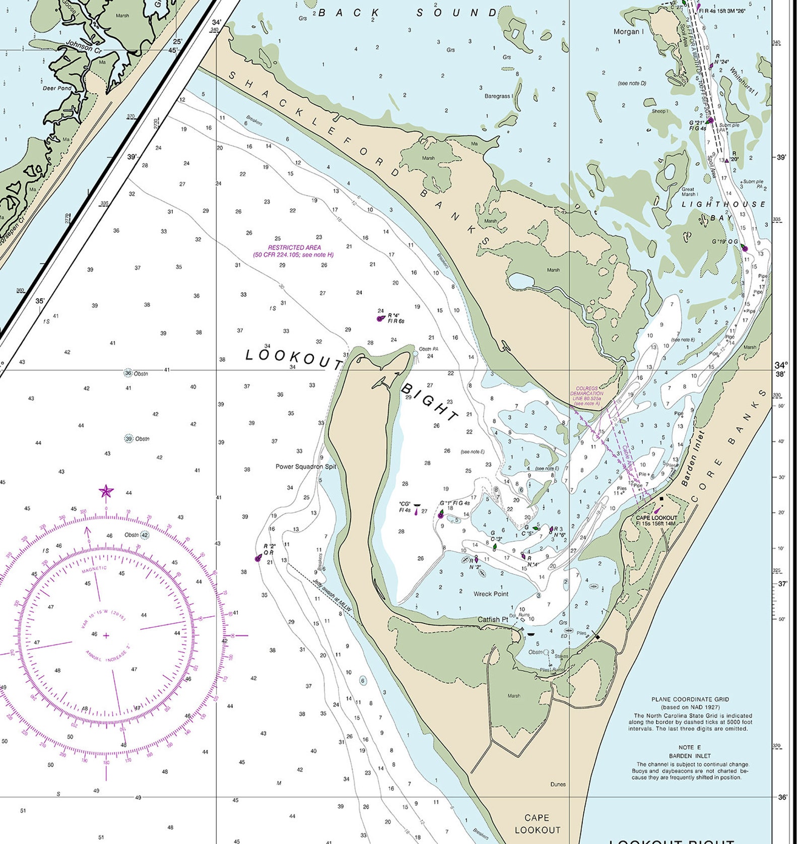 Nautical Charts of Beaufort Inlet and Core Sound North - Etsy