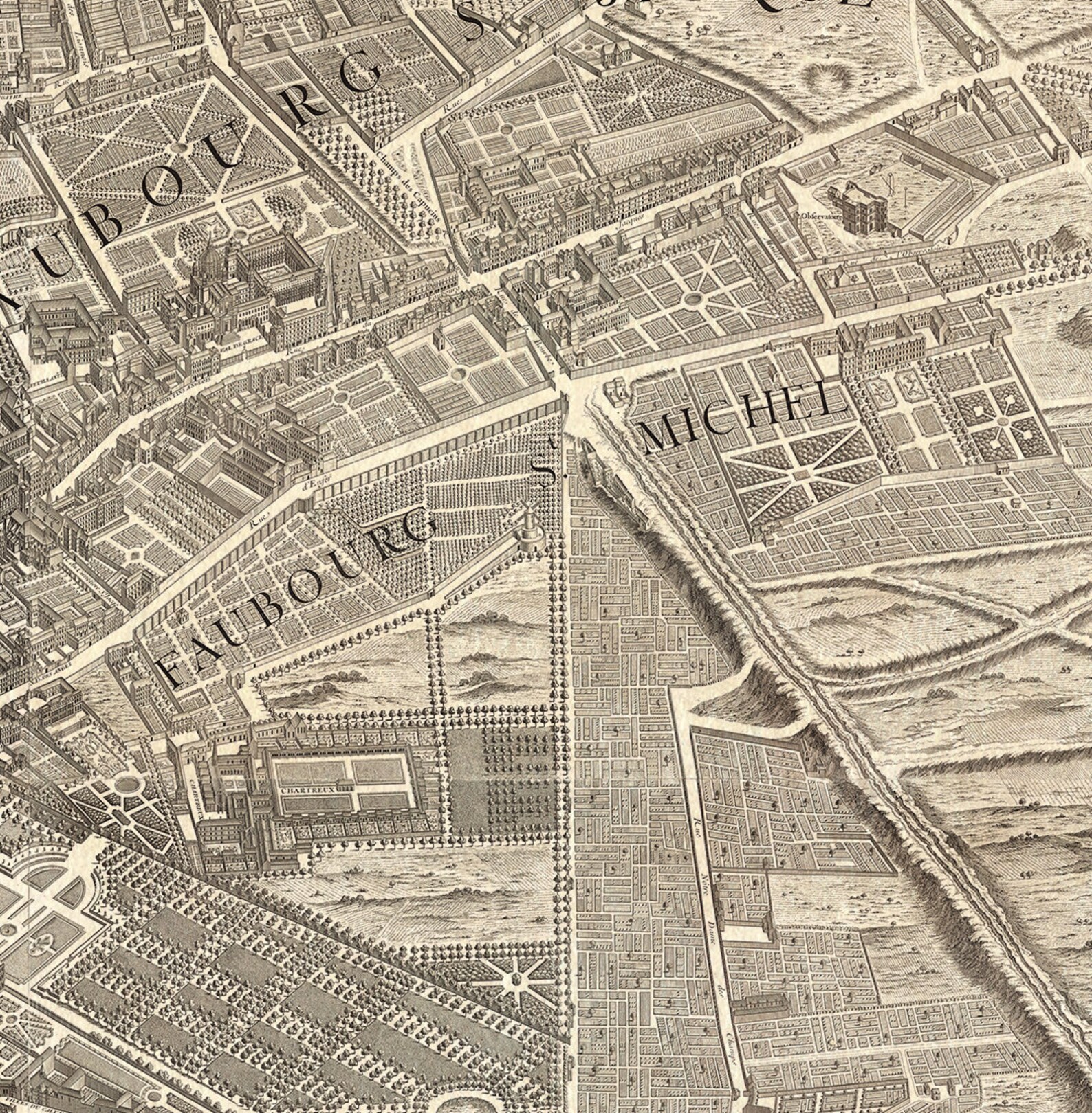 Map of Paris, France, 1739 by Michel-etienne Turgot. Highly Detailed ...