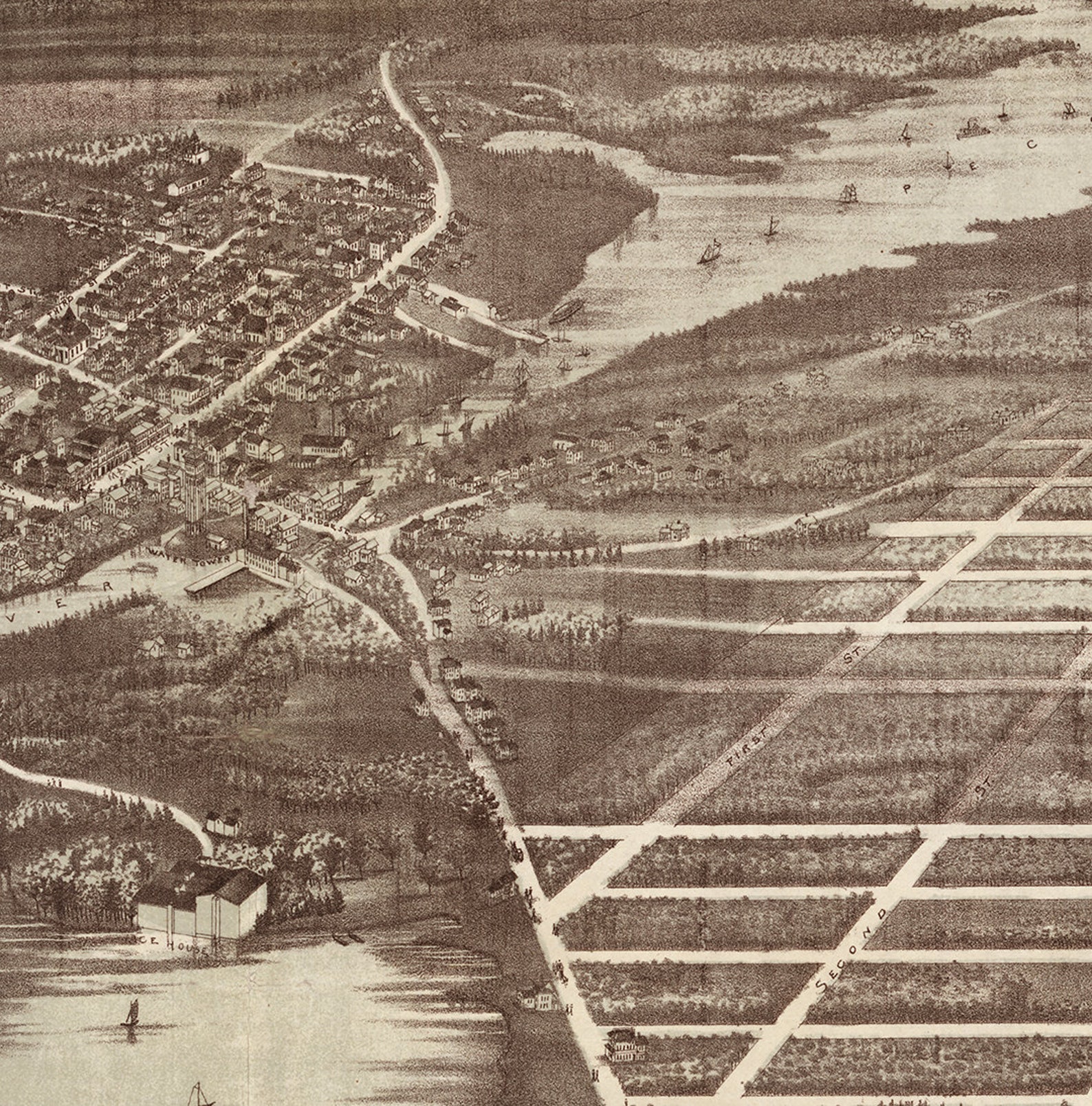 Map of Riverhead Long Island New York 1890. Vintage Home  Etsy