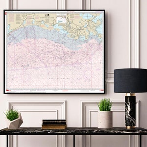 Nautical charts of Mississipi River to Galveston, Gulf Coast 11340 (1116A) Oil and Gas Leasing Areas Pontchartrain Borgne. Reproduction map.