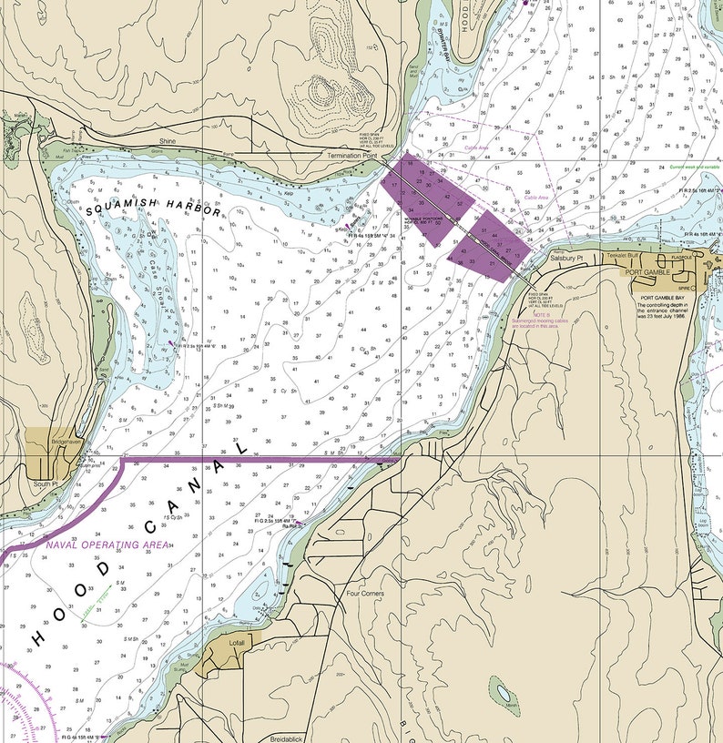 Nautical Charts of Puget Sound Entrance to Hood Canal. 18477 Etsy