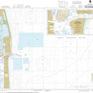 Cartes marines NOAA Port de Palm Beach 11459 Floride, Lake Worth, Riviera Beach, Singer Island, Peanut Island, Lake Park Carte de reproduction.