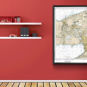 Nautical charts of Approaches to Niagara River & Welland Canal 14822. Buffalo, Grand Island. Lake Erie. Ontario. East Coast NY. Reproduction