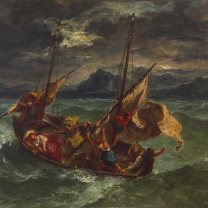 Eugène Delacroix - Christ on the Sea of Galilee. Vintage Reproduction Home Decor Painting Print