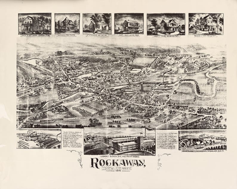 Map of Rockaway Morris Co. New Jersey 1924. Vintage Etsy