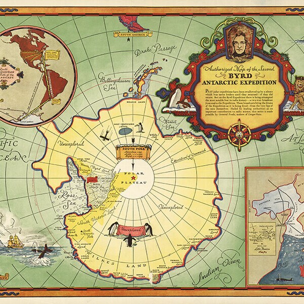 Antarctic Circle Map - Etsy