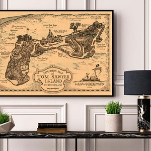 Landkarte von Tom Sawyer Island in Westernland Attraktion Poster Disneyland Vintage Kinderzimmer Druck Disney World Vintage Disney Art Kinderzimmer
