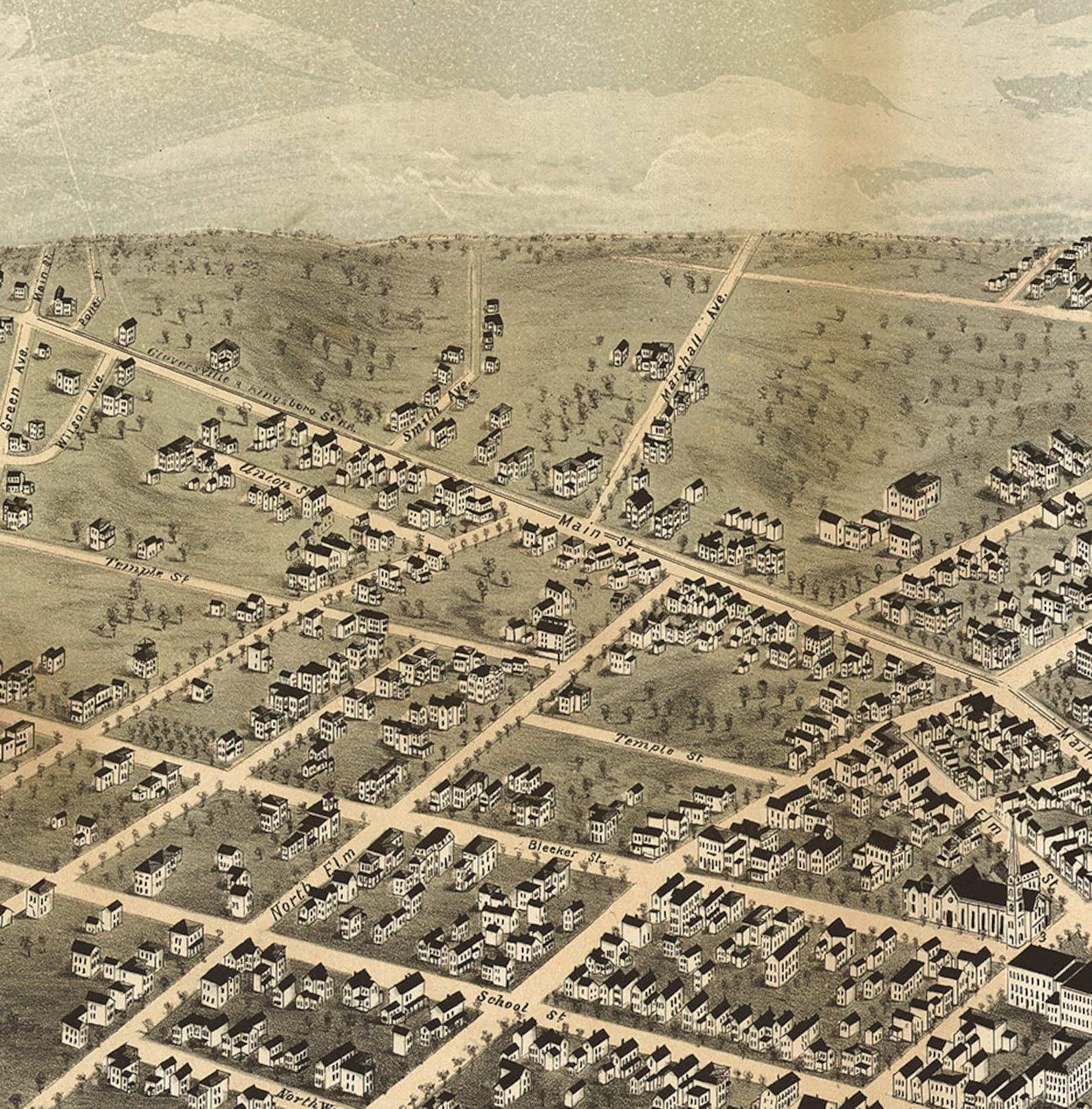 Map of Gloversville Fulton County New York N.Y. 1875. Etsy