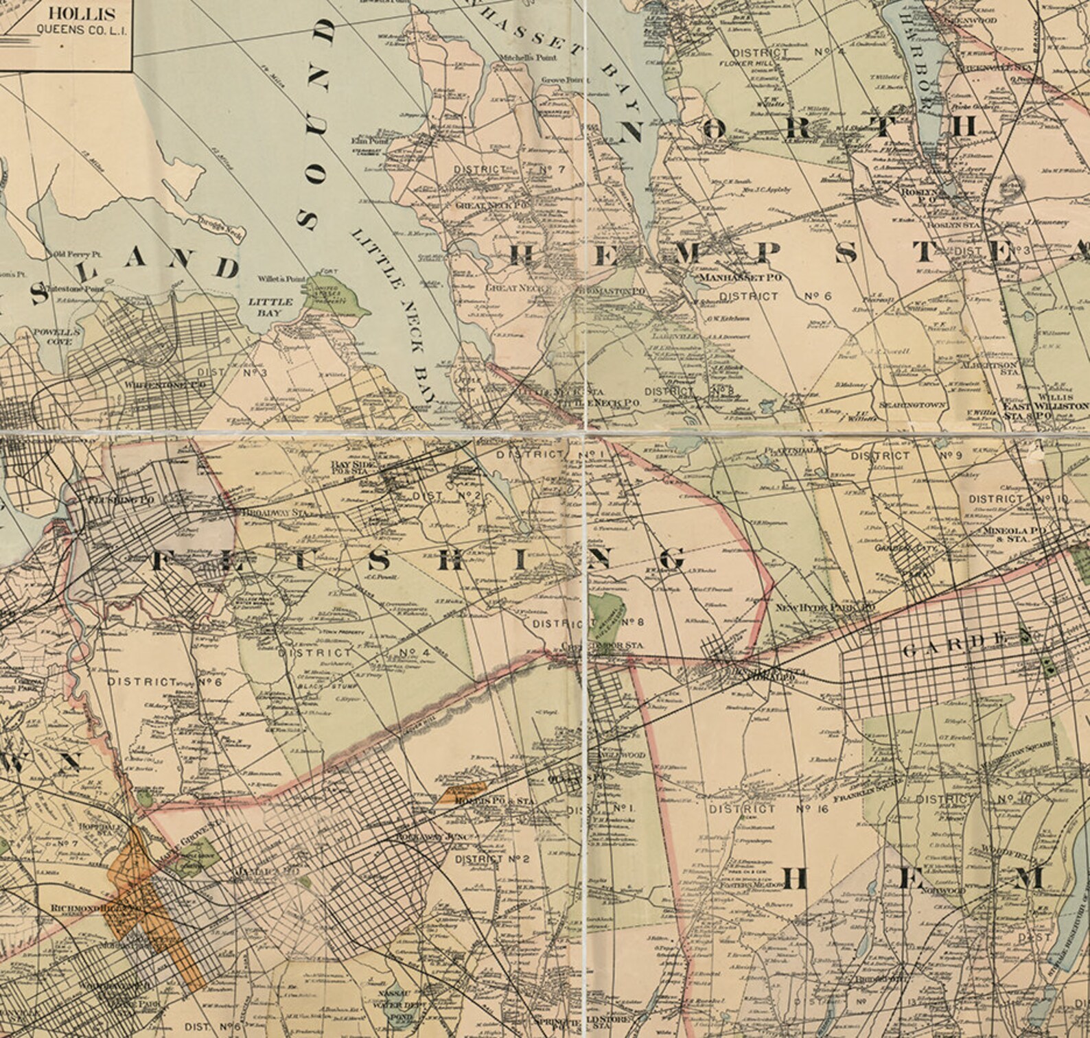 Map of Kings and Queens counties New York from actual Etsy