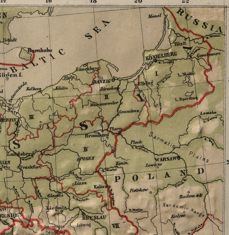 Carte de l'Allemagne, 1880. Reproduction de carte murale ancienne de style déco maison vintage. image 6