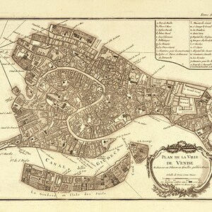 Alte Venedig, Italien Karte, 1764. Bellin's Petit Atlas Maritim.  Restaurierung Hardware-Home-Deco-Stil alte Landkarte.  Vintage Reproduktion.