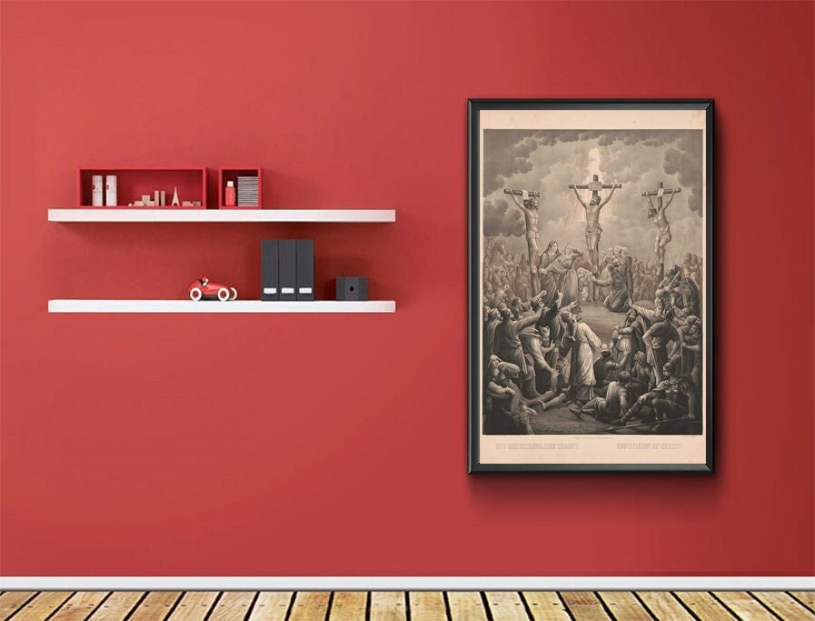 Crucifixion of Christ. 1884 Vintage Reproduction Illustration.