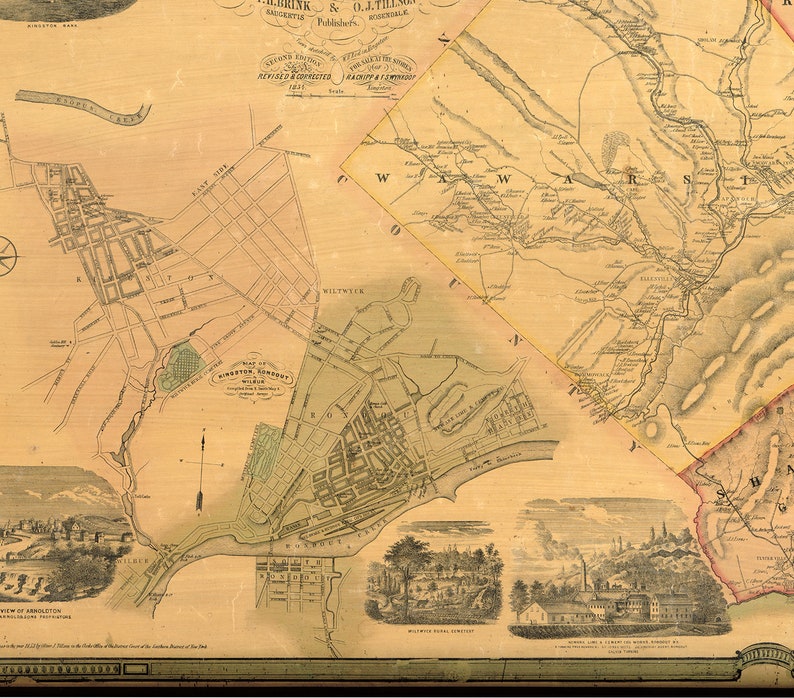 Map of Ulster County New York NY 1854. Vintage Home Style Old Etsy