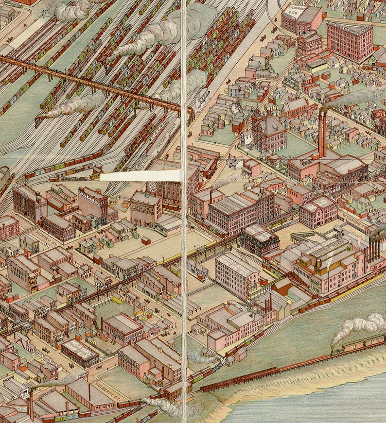 Map of Kansas City West Bottoms Missour and Kansas 1895. Etsy