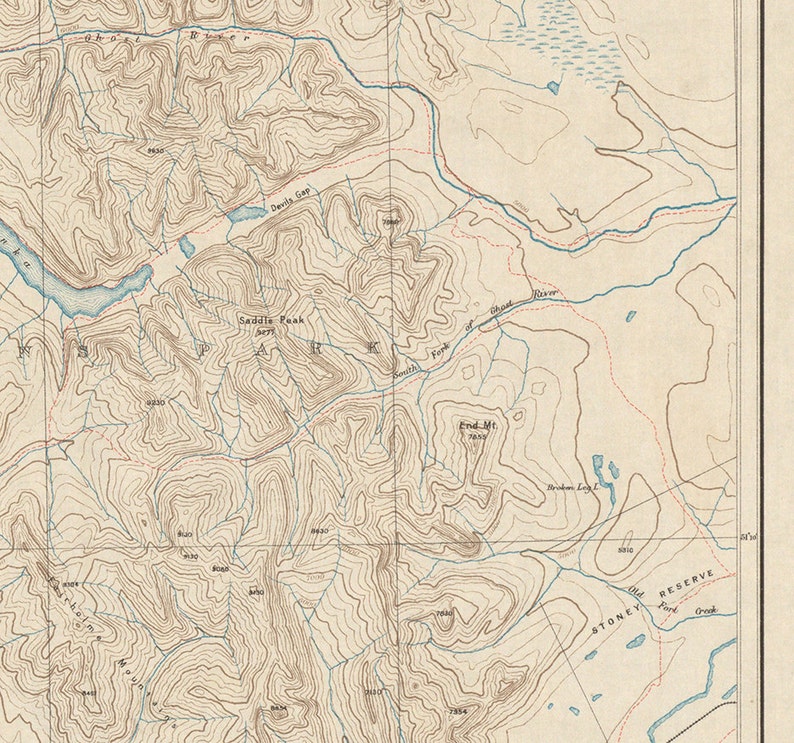 Topographical Map of the Rocky Mountains, 1902. Vintage Restoration ...