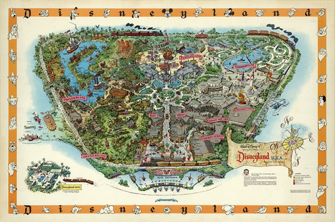 Disneyland Map - Panoramic Birds Eye View Map of Disney Land  