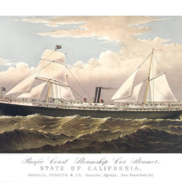Pacific Coast Steamship Co's Steamer: State of California, Goodall, Perkins & Co. General Agents, San Francisco, Cal  1878 Misu0012