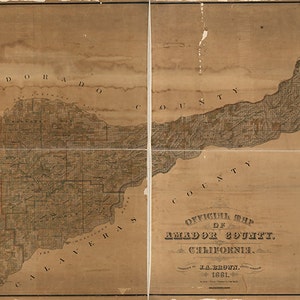 Karte von Amador County, Kalifornien 1881.