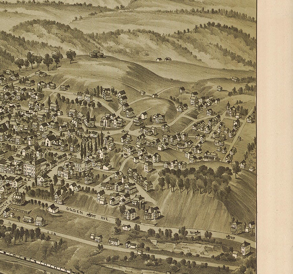 Map of Fairmont and Palatine Marion Co. West Virginia WV. Etsy