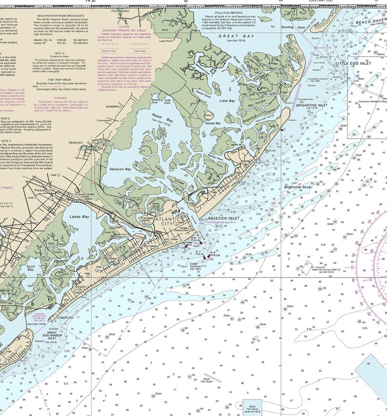 Little Egg Inlet to Hereford Inlet New Jersey Nautical Wall Art ...