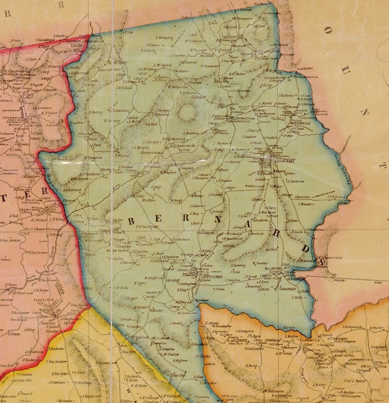 Map of Somerset County. New Jersey NJ 1850 Vintage Home Etsy