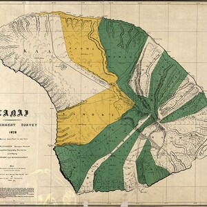 Karte von Lanai, Hawaii-Inseln, 1906.   Restaurierung Hardware Home Deco Stil alte Wand Vintage Reprint.