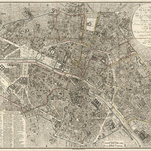 1823 Alte historische Folio Karte Paris Frankreich und umgebung Karte.  Vintage Reproduktion Nachdruck Landkarte Druck. Verschiedene Größen verfügbar