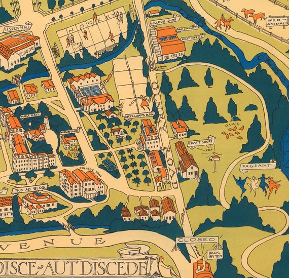 Mills College Campus Map Map Of Mills College Oakland Ca. Home Deco Style Old | Etsy Canada