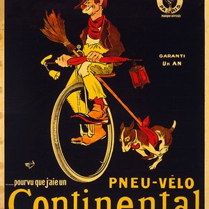 If only I had a Continental bicycle tire, advertising poster, ca. 1900, Vintage Reproduction Bicycle Advertisement Poster