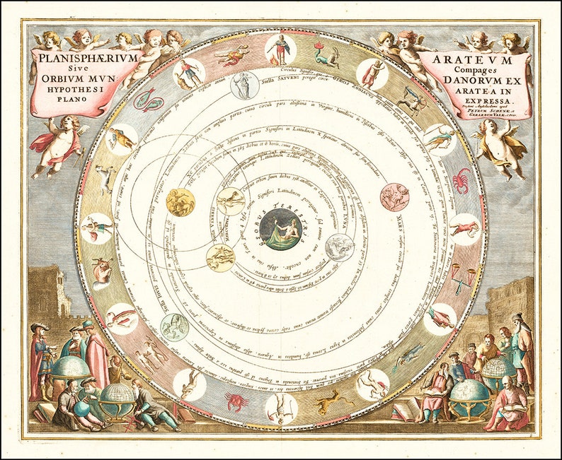 Celestial Chart by Andreas Cellarius - 1660 Chart the Greek Astronomer ...