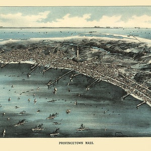 Provinztown, Massachusetts MA. 1910. Barnstable County.  Vintage-Restaurierung Hardware-home Deco-Stil alte Wand Reproduktion Karte Drucken.
