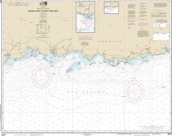 Nautical charts of South Coast of Puerto Rico Guanica Light to Punta Tuna Light. Las Mareas. 25677. Map reproduction.