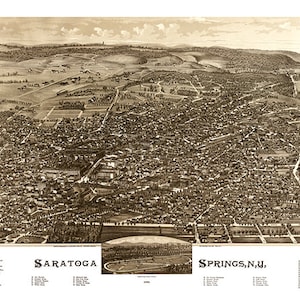 Saratoga Springs, New York, N.Y. 1888. Saratoga-racecircuit. Vintage restauratie hardware home deco-stijl oude muur reproductie kaart print.
