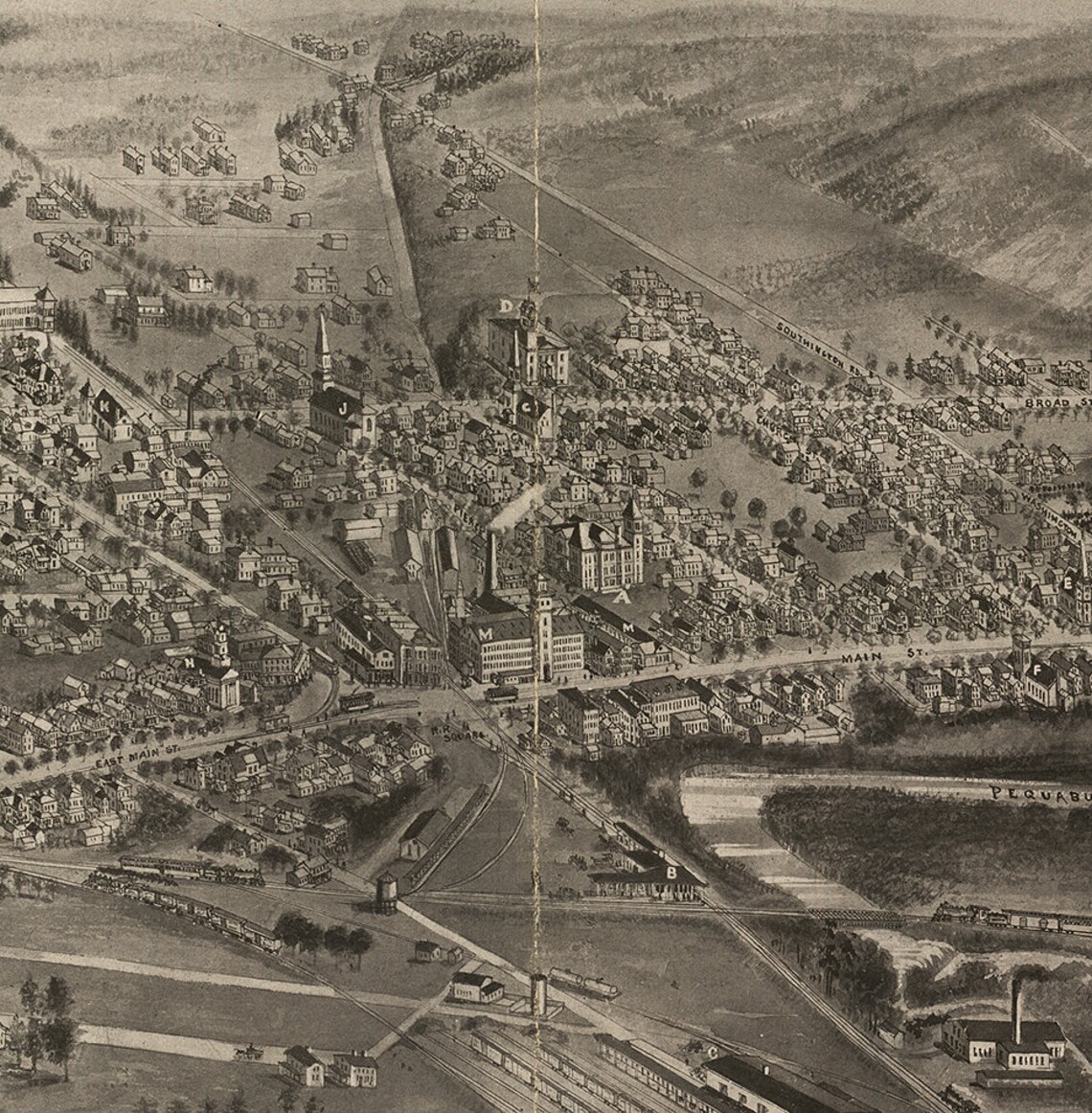 Map of Plainville Hartford County Connecticut CT 1907 Etsy