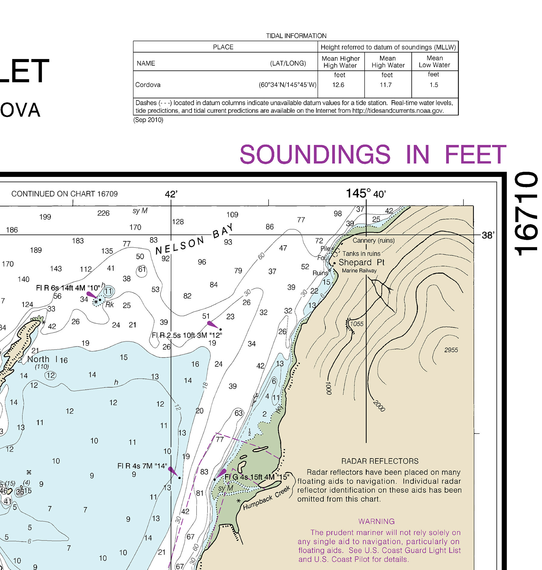 Orca Bay & Inlet to Cordova Map – NOAA Nautical Chart 16710 ...