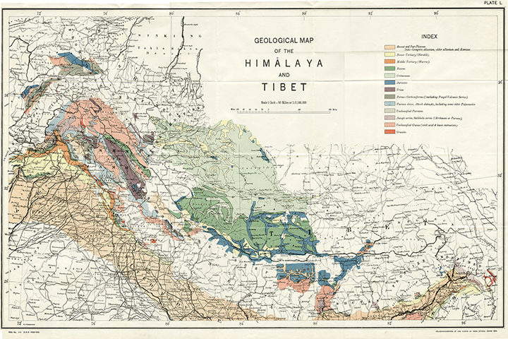 Geological Map of Himalaya and Tibet, 1933 . Restoration Hardware