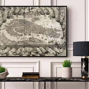 Mapa Wenecji, Citta di Venezia, Włochy. Stara reprodukcja mapy ściennej w stylu vintage home Deco.