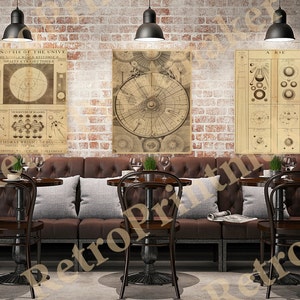 Eine Synopse des Universums oder der sichtbaren Welt.  Set aus 3 Drucken in verschiedenen Größen.  Vintage Style alte Wandkarte Reproduktion.