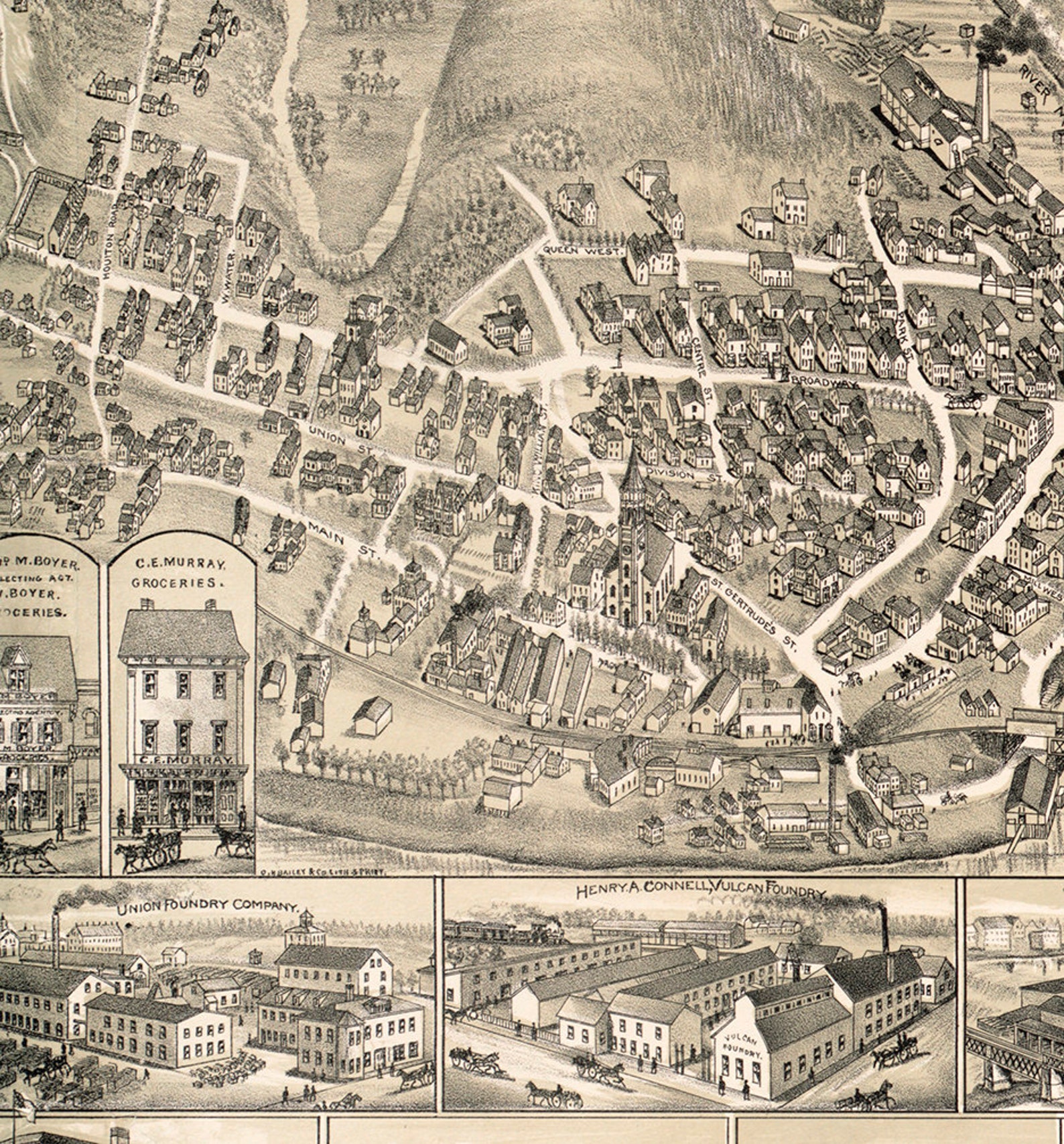 Map of Woodstock New Brunswick Canada in 1889. Reproduction Etsy