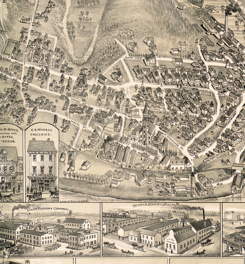 Map of Woodstock New Brunswick Canada in 1889. Reproduction Etsy