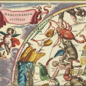 Celestial Chart by Andreas Cellarius 1661 Southern Sky Map Reproduction ...
