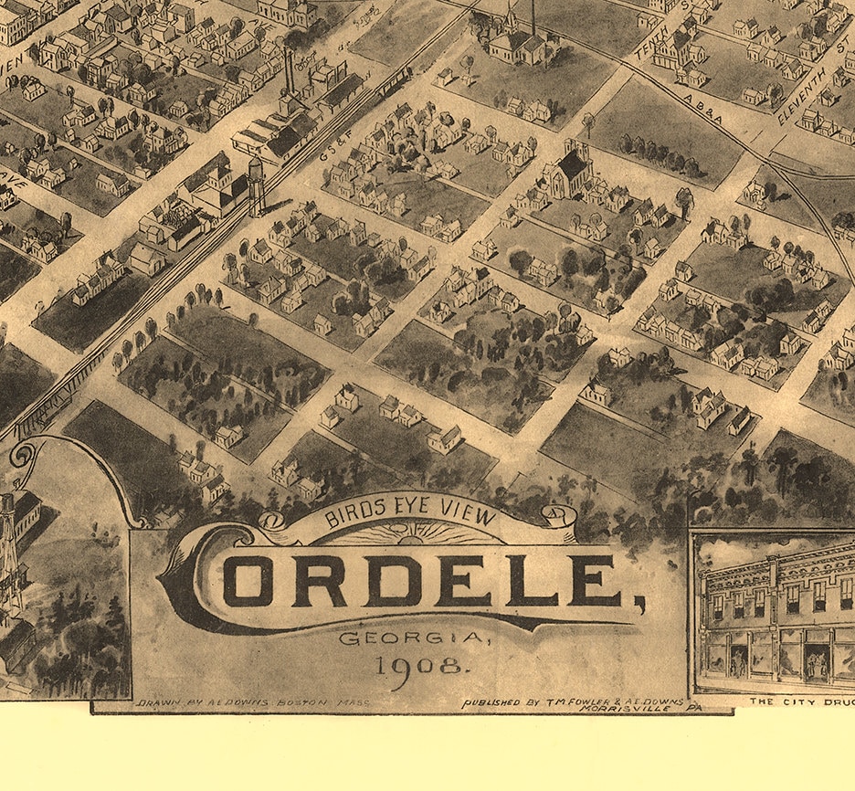Map of Cordele Ga. Crisp County. 1908. Vintage Etsy