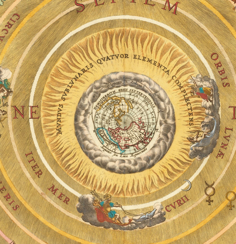 Celestial Chart by Andreas Cellarius - Claudius Ptolemy's Geocentric ...