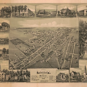 Map of Lititz and Warwick, Lancaster Co., Pennsylvania, PA 1887. Vintage Home Deco Style Old Wall Vintage Giclee Reproduction.